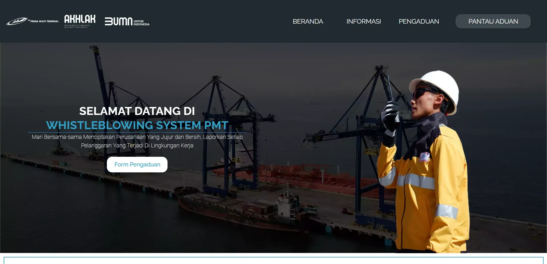 PT Prima Multi Terminal Whistle Blowing System — project screenshot